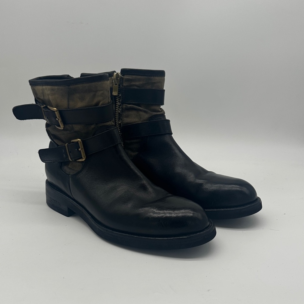 Australia Luxe Collective Men's Black and Brown Leather Boots with Buckle
